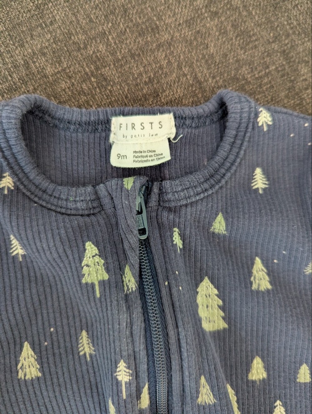 3/$20 Petit Lem Tree-Print Ribbed Sleeper - Picture 3 of 4